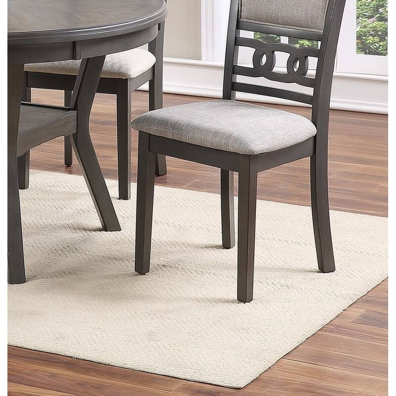 5 Piece Round Dining Table Set, Kitchen Dining Room Furniture Set with Dining Table and 4 Upholstered Side Chairs