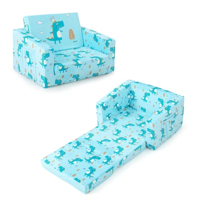 Kids Recliner Sofa Converts to Sleeper Bed for Boys Girls-Blue - 22.5"L x 16.5"W x 15.5"H