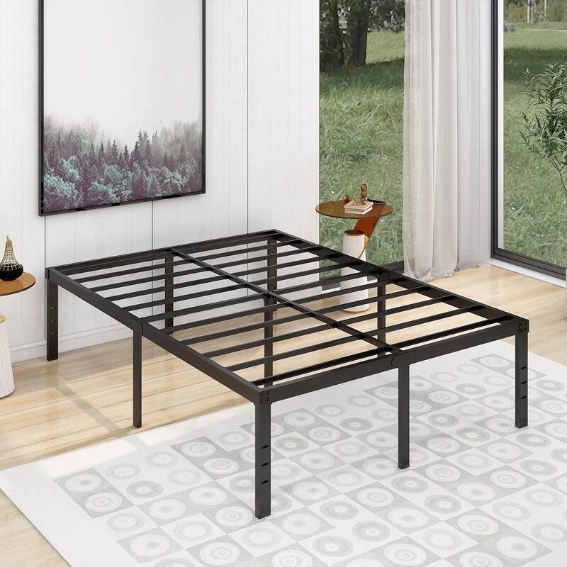 alazyhome 18 inch Heavy Duty Metal Platform Bed Frame with Storage