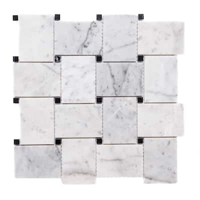Santorini 3.31x2.31 Carrara Marble Mosaic Tile - Floor, Wall & Backsplash