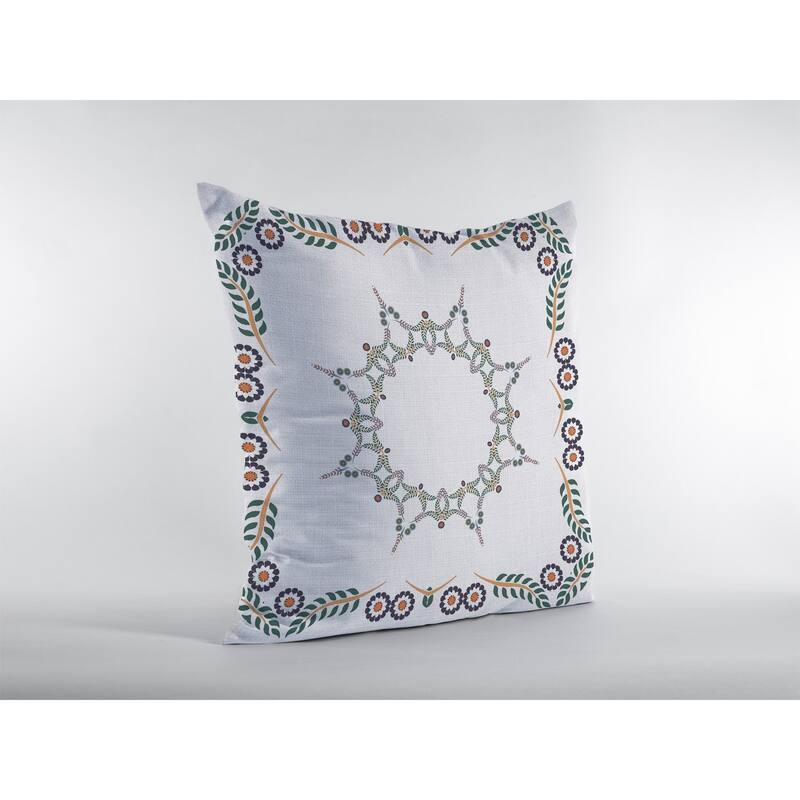 16"x16" White Zippered Suede Floral Throw Pillow