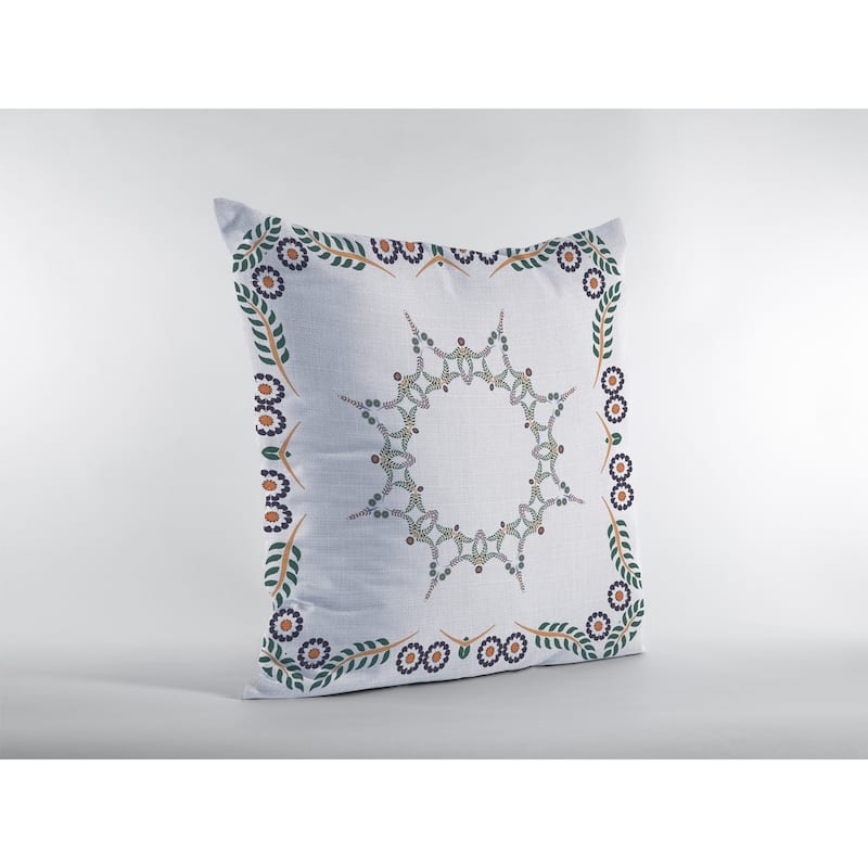 18"x18" White Zippered Suede Floral Throw Pillow