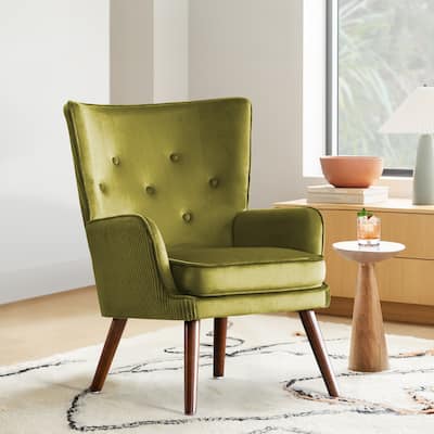 Modern Upholstered Velvet Wingback Accent Arm Chair, Set of 2 - 36.6" H x 28" W x 28.4" D