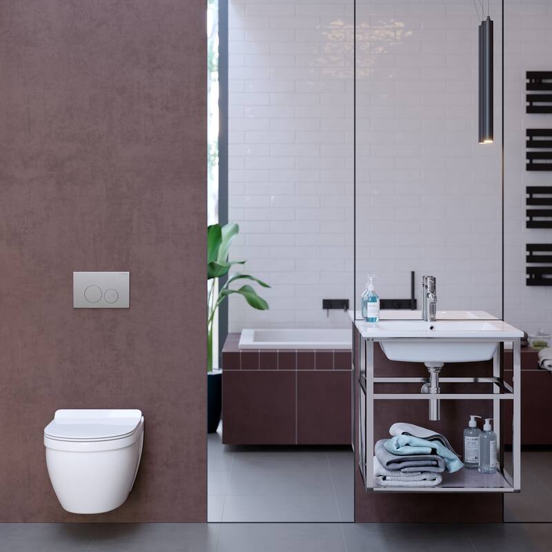 Ivy Wall Hung Elongated Toilet Bundle, Glossy White
