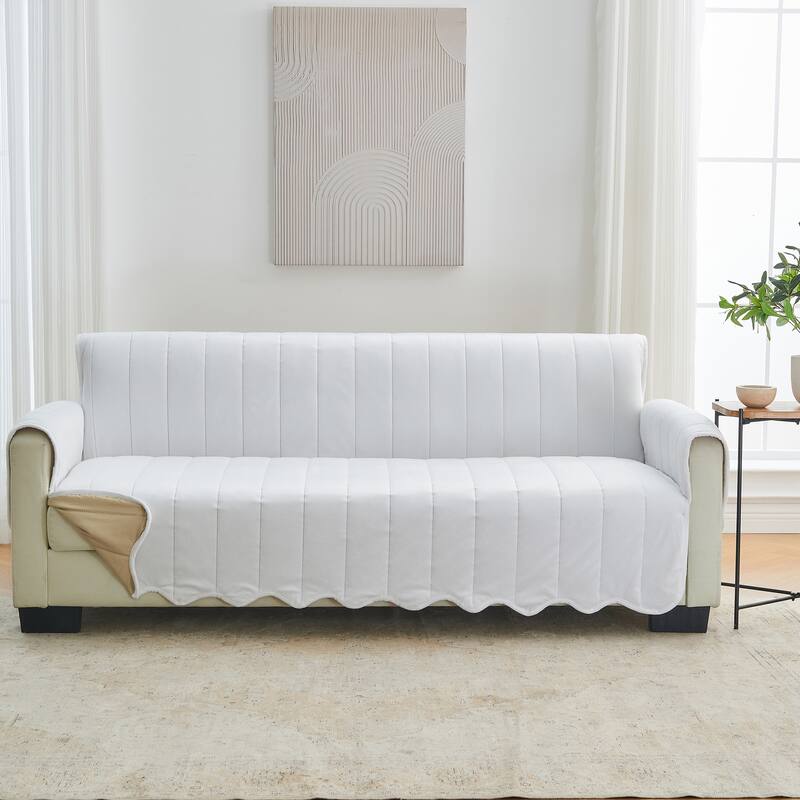 Velvet Sofa Cover Pet Furniture Protector - White
