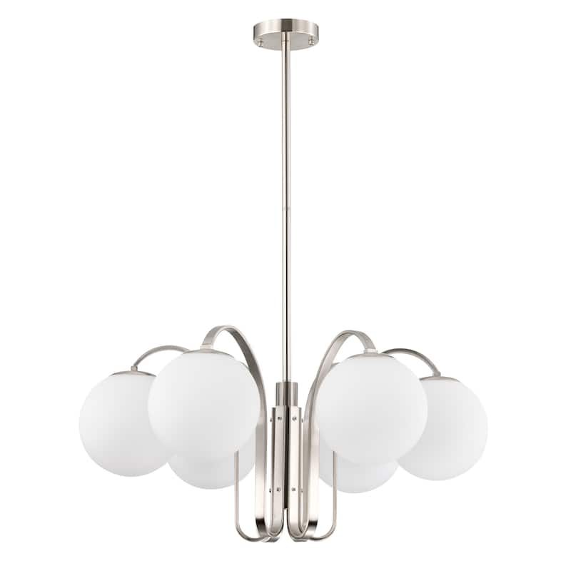 Aran 28 Inch Globe Opaque Glass Chandelier 6 Light