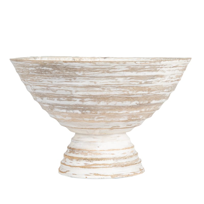 Round Mango Wood Footed Bowl