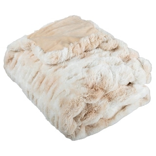 Oversized Ruched Faux Fur Blanket - 60x80-Inch Queen-Size Throw by