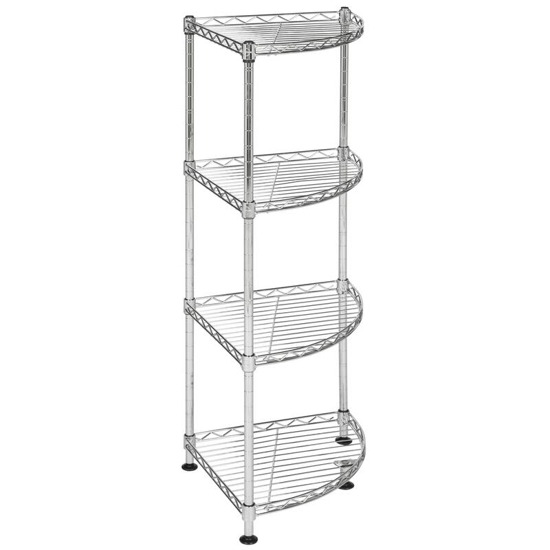 SAFAVIEH Storage Kirti 4-Tier Chrome Wire Corner Rack - 11.8" x 11.8" x 31.5" - 12Wx12Dx31H