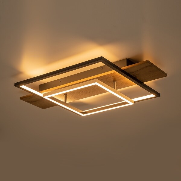 Integrated LED Rectangle Wood Semi Flush Mount Ceiling Light for Hallway Foyer On Sale Bed Bath Beyond 38102981