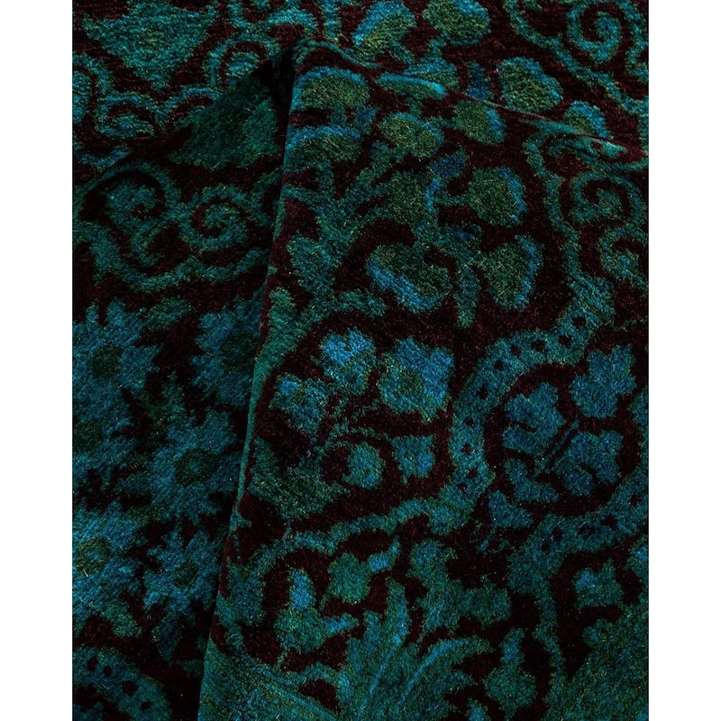 Overton Hand Knotted Wool Vintage Inspired Modern Contemporary Overdyed Black Runner Rug - 2' 7" x 8' 3"