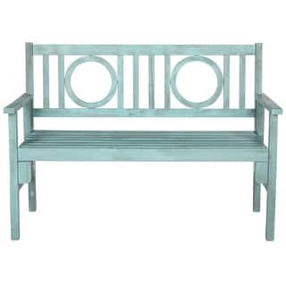 SAFAVIEH Outdoor Living Piedmont Beach House Blue Folding Bench - 48.4" x 23.6" x 34.7"