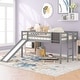 preview thumbnail 29 of 40, Modern and Playful Design Wood Loft Bed with Slide, Ladder and Chalkboard, Twin size Grey