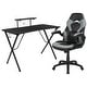 preview thumbnail 1 of 8, Gaming Desk & Chair Set with Cup Holder, Headphone Hook, and Monitor Stand Grey