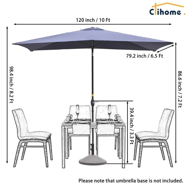 dimension image slide 1 of 6, Clihome 10' x 6'5 Aluminum Rectangular Market Umbrella