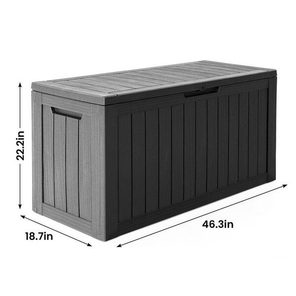 80 Gallon Resin Wood Look Outdoor Storage Deck Box with Lockable Lid ...