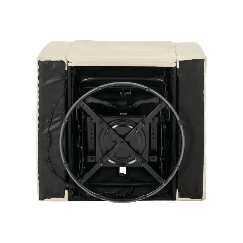 Roomfitters Swivel PU Leather Power Recliner Home Theater Recliner with Tray Table USB Port and Cup Holder