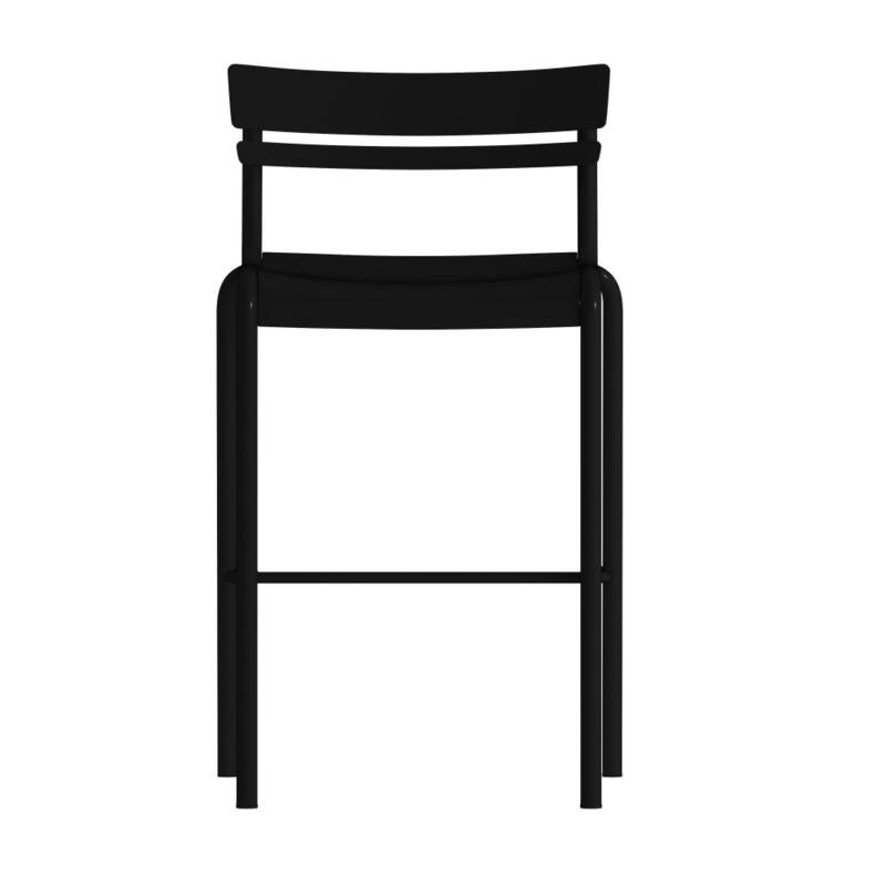 2PK Modern Commercial Grade 2 Slat Indoor/Outdoor Steel Bar Stool