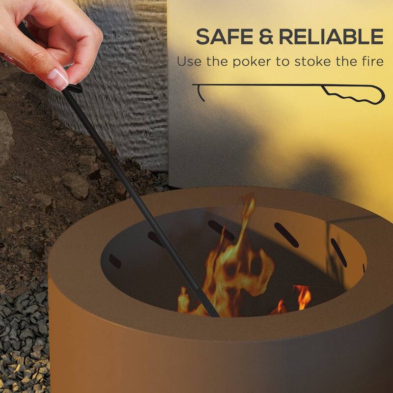 Outsunny Smokeless Fire Pit, 19" Portable Wood Burning Firepit with Poker, Low Smoke Camping Bonfire Stove