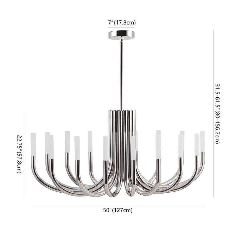 SAFAVIEH Couture Evonne 12-Light Adjustable Chandelier with LED Bulbs - 50"W x 22"D x 62"H