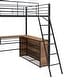 preview thumbnail 38 of 48, Loft Bed with 3 Layers of Shelves & L-Shaped Desk, Metal Loft Bed Frame with Safety Guardrails and Inclined Ladder