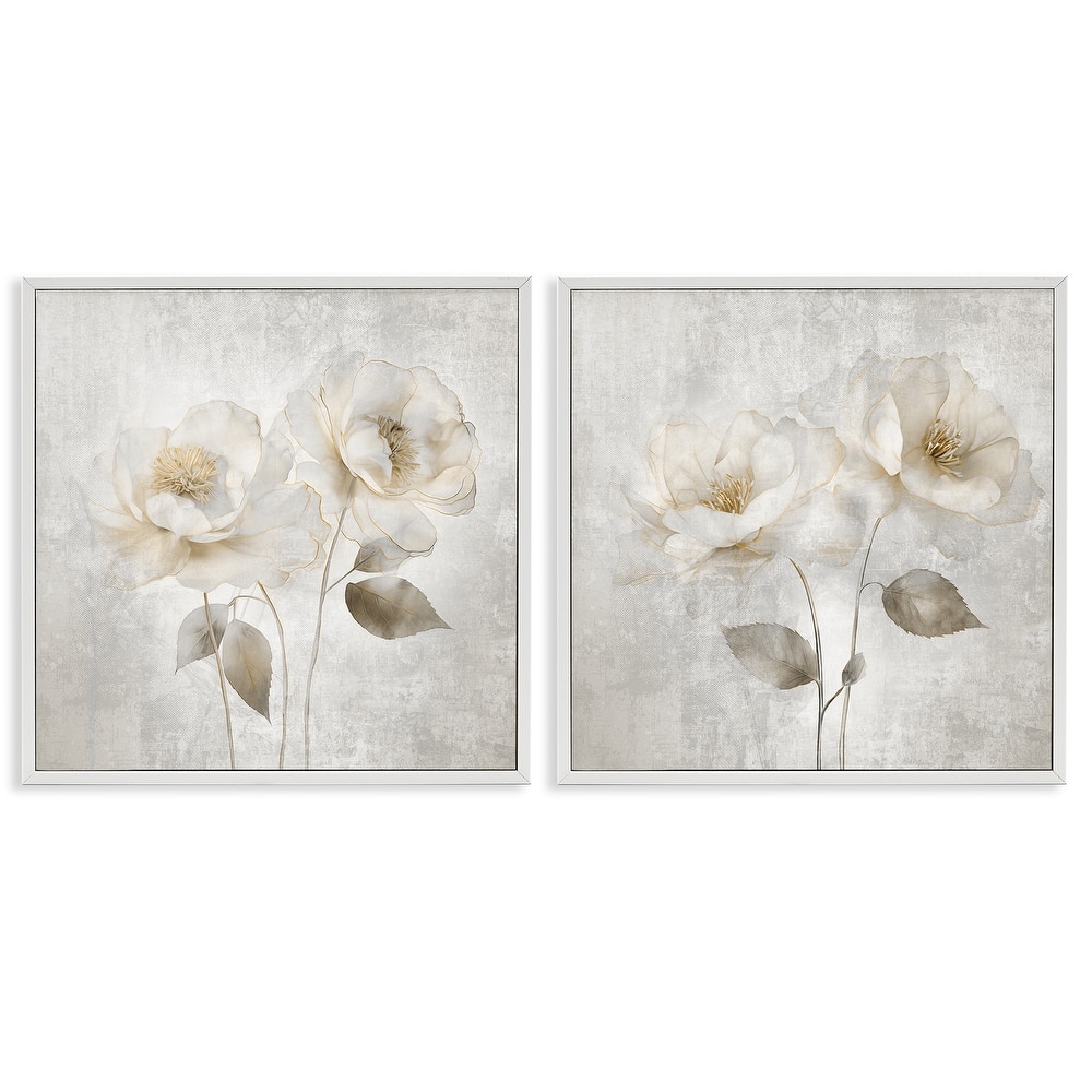 Stupell Soft Chic Roses Framed Giclee Art Design By Irene Weisz (Set of 2)