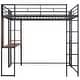 preview thumbnail 14 of 13, Full Size Metal Loft Bed with 2 Shelves and Desk, Black