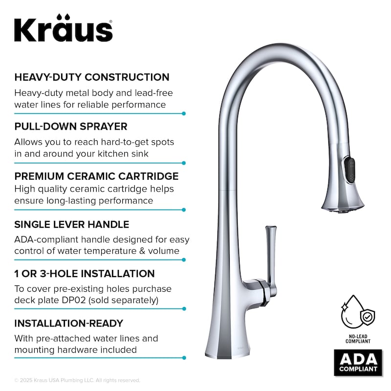 KRAUS Savan 2-Function Single Handle Pull Down Kitchen Faucet