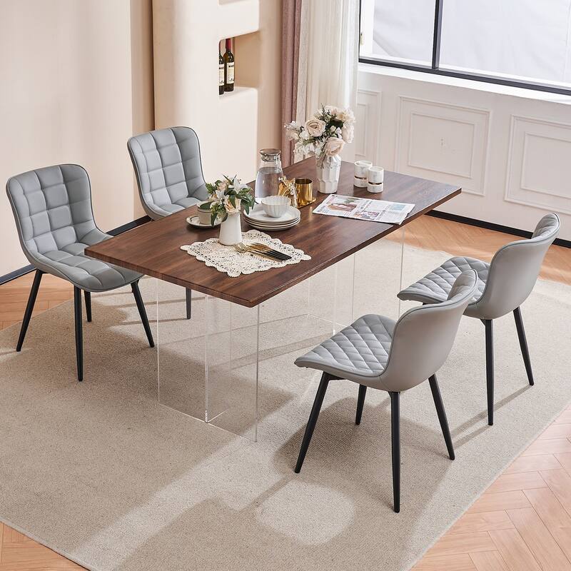 Modern Kitchen Dining Chairs, PU Leather Upholstered, Set of 2