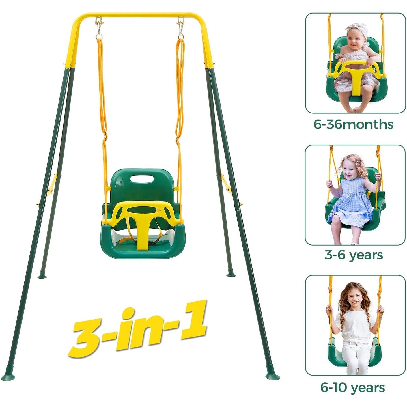 FUNLIO 3 in 1 Swing Set for Toddler with 4 Sandbags Heavy Duty Kid Swing Set