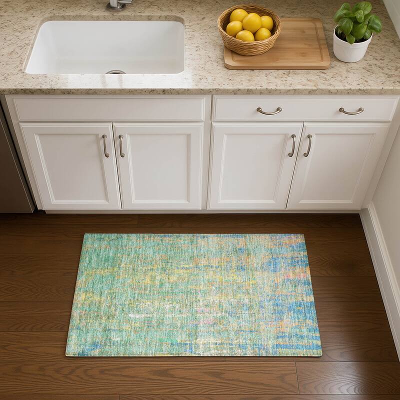 Premium Washable Super Soft Modern Abstract Mayfield Rug - Teal - 1'8" x 2'6"