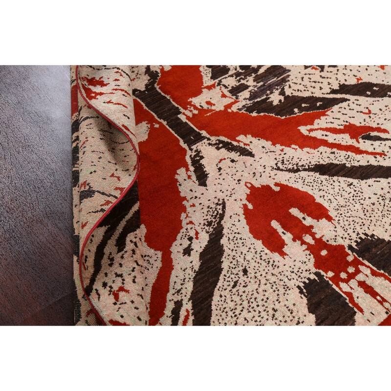 Vegetable Dye Abstract Oriental Dining Room Area Rug Wool Hand-knotted - 6'7" x 9'7"