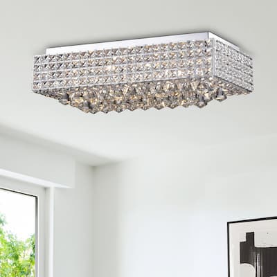 Echion Chrome and Crystal 8-light Flush Mount