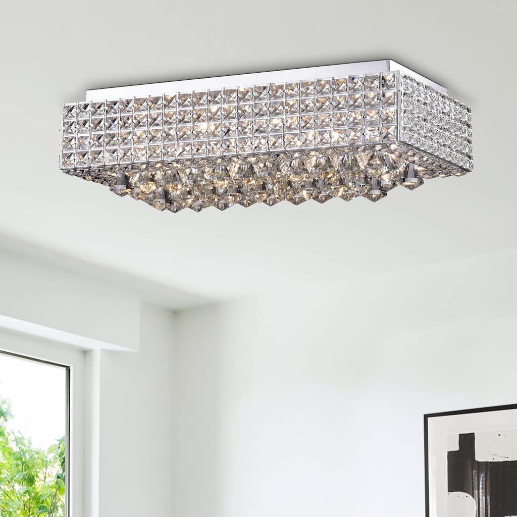 Echion Chrome and Crystal 8-light Flush Mount