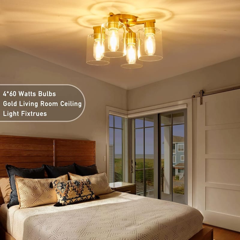 4 light kitchen light gold ceiling light aluminum, glass, ceramic, metal flush mount light