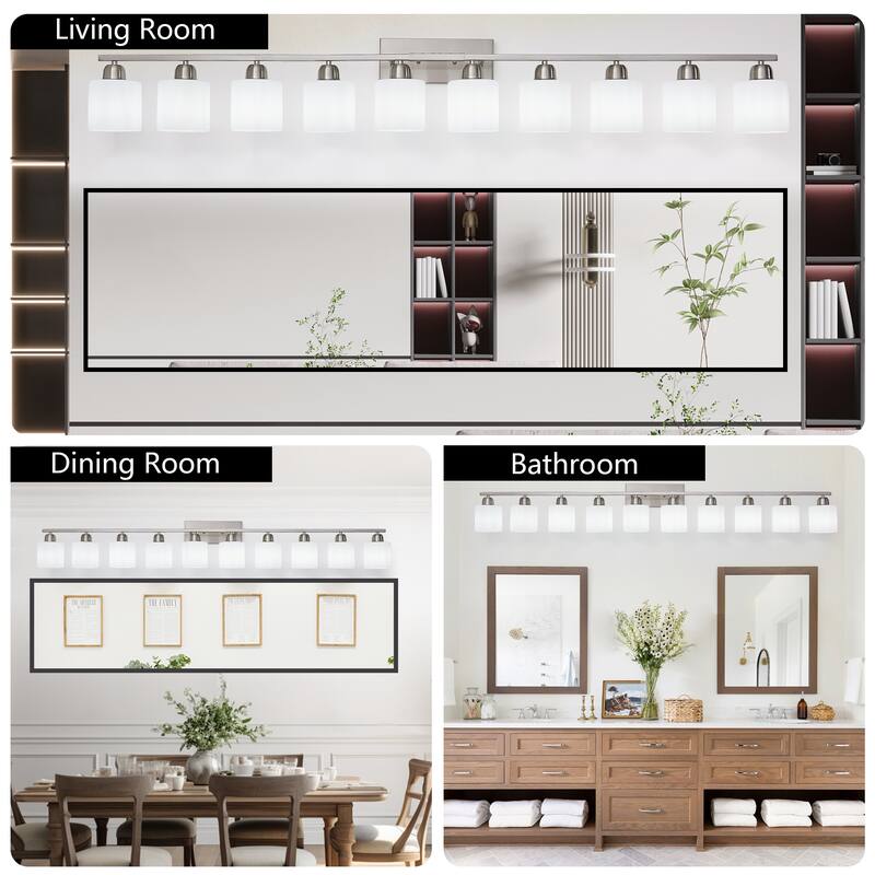 10-Light Brushed Nickel Vanity Light(No Bulbs Included)