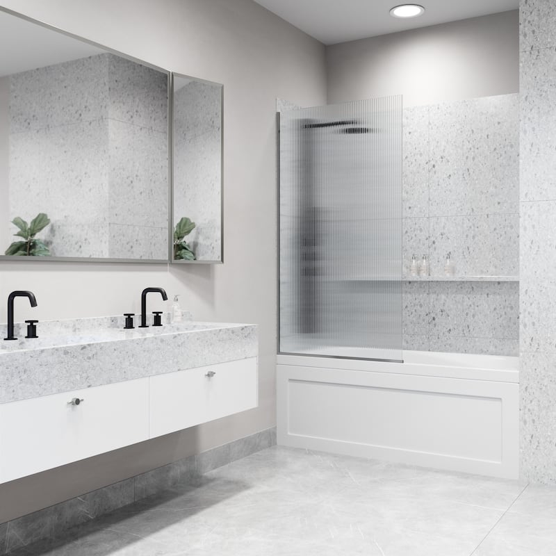 VIGO Zenith 34" W x 62" H Frameless Fixed Tub Screen Door
