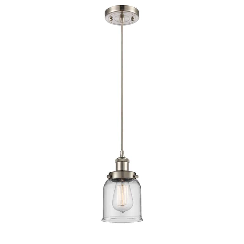 Innovations Lighting Small Bell 5" Wide Mini Pendant - Cord Hung - Brushed Satin Nickel / Clear