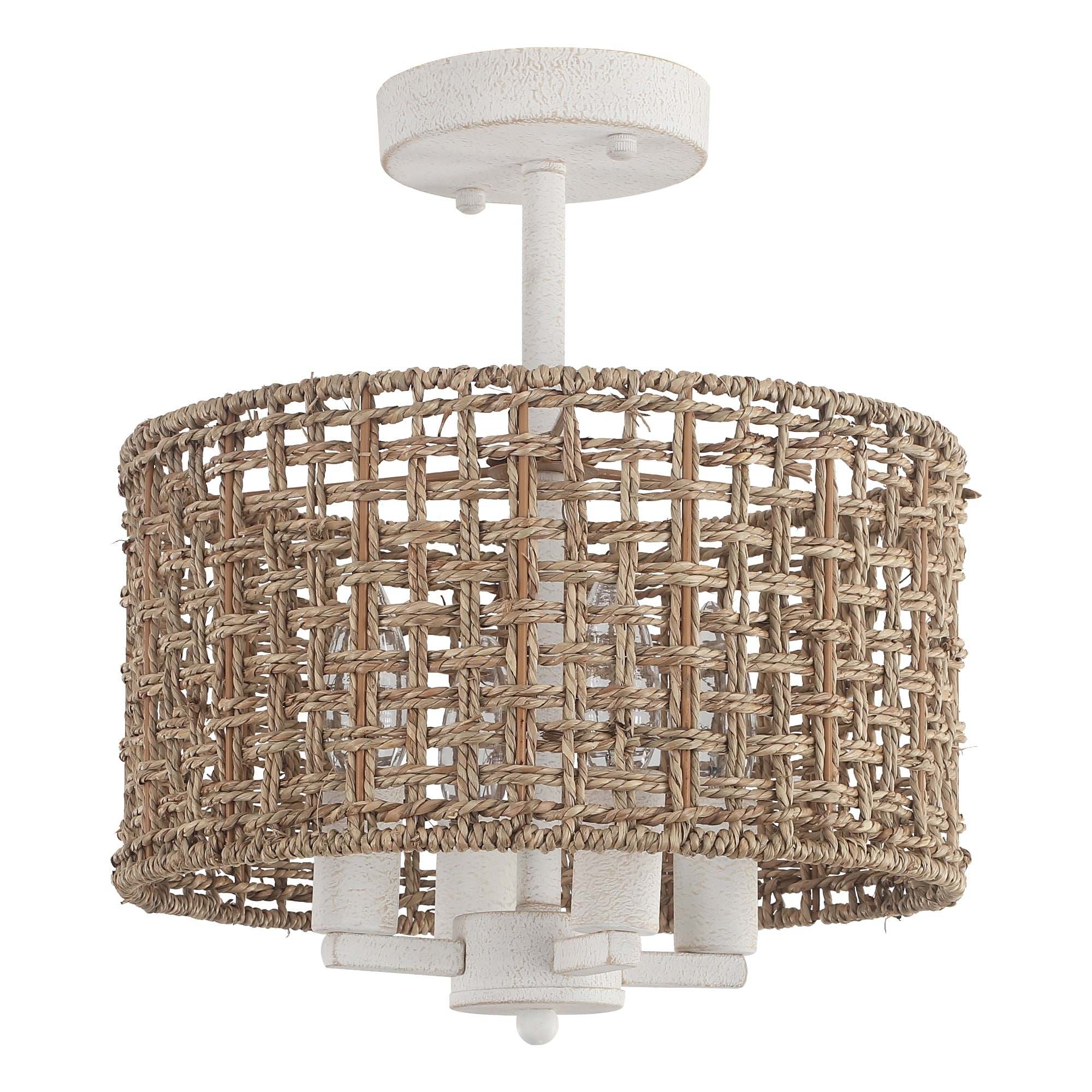 4-Light Bohemian Seagrass Semi Flush Mount Ceiling Light - N/A - On Sale -  Bed Bath & Beyond - 41495694