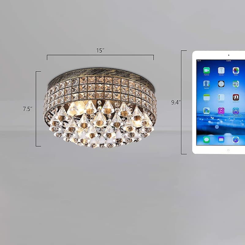Maxax 4 - Light 15'' Crystal Metal Flush Mount - N/A