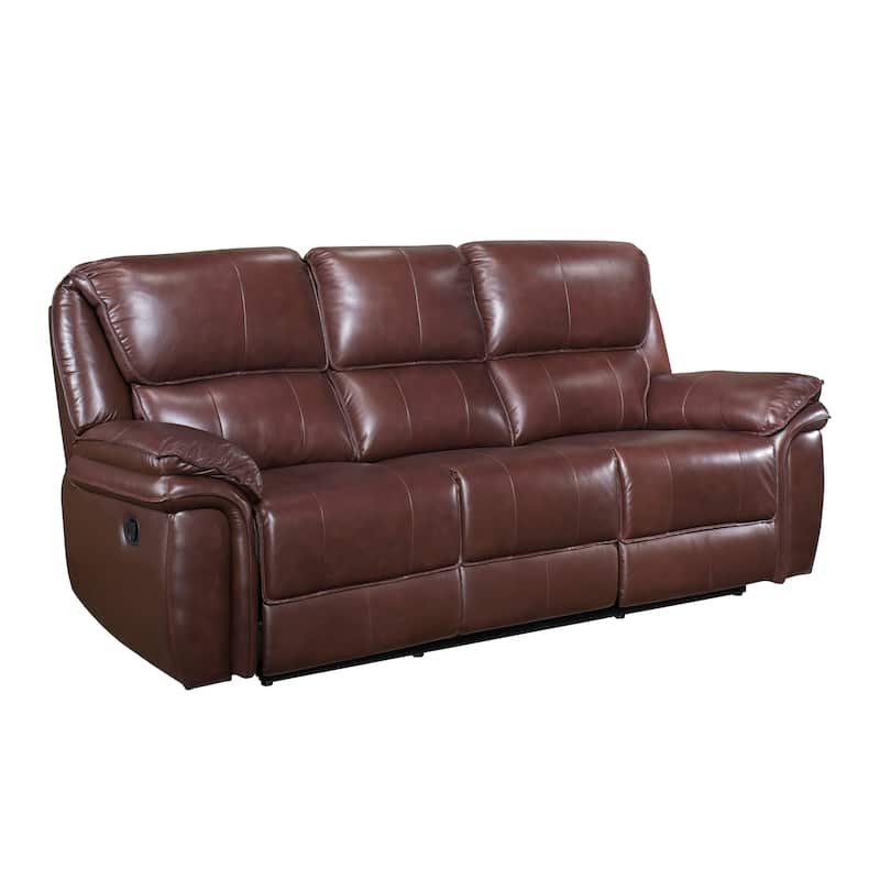 Palermo Leather Match Manual Double Reclining Sofa - Brown