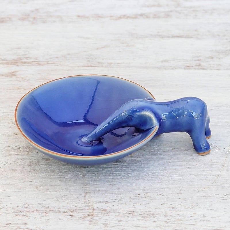 NOVICA Sipping Elephant, Ceramic incense holder