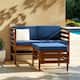 Option Dark Brown with Navy Blue Cushions