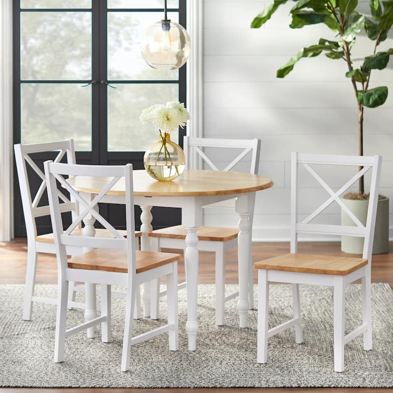 Simple Living Two-tone 40-inch Rubberwood Round Drop-leaf Table