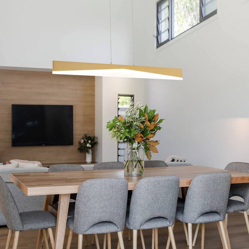 Modern Minimalist Linear LED Pendant Light Adjustable Linear Chandelier - W39.57" - Gold