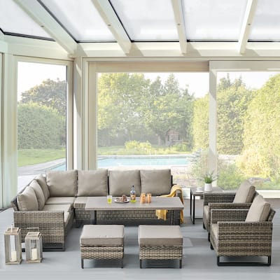 Outdoor Sectional Sofa, Patio Chairs, Ottomans Coffee Table