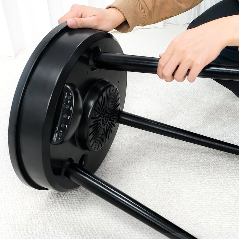 Round Smart End Table with Bluetooth Speaker Side Table LED Nightstand with USB Port