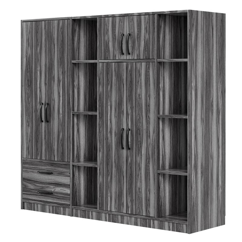 Storage Wardrobe Armoire Bedroom Storage Cabinet with Open Storage Space 67.10 Inch Wooden Wardrobe Closet with Drawers