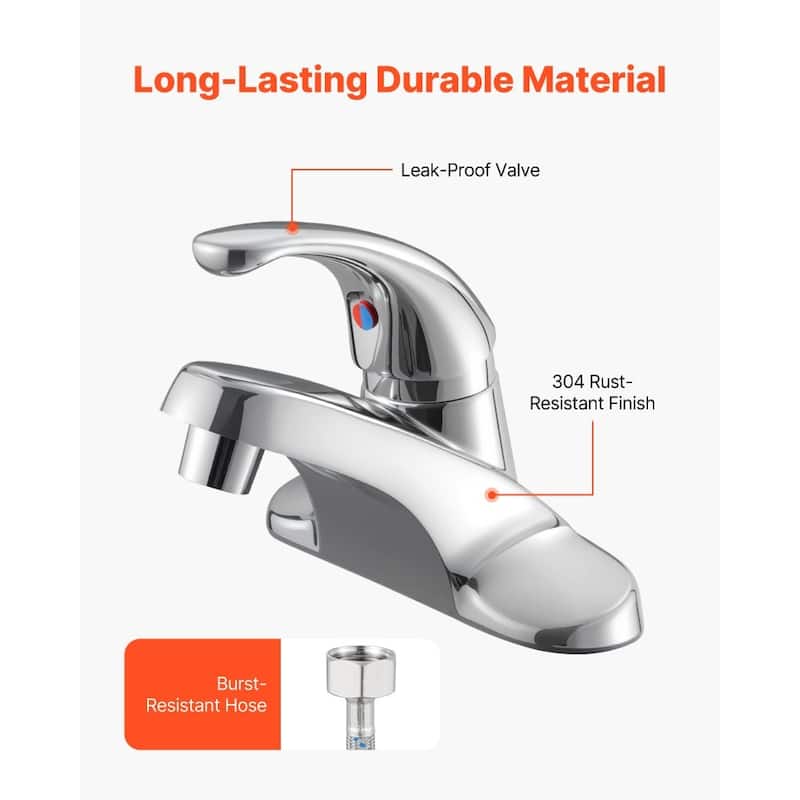 Chrome Stainless Steel Single Handle Kitchen Faucet with Press Drain - 6.30 x 5.12 x 9.06 inch