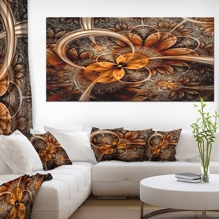 Designart "Dark Orange Fractal Flower" Abstract Canvas Art Print